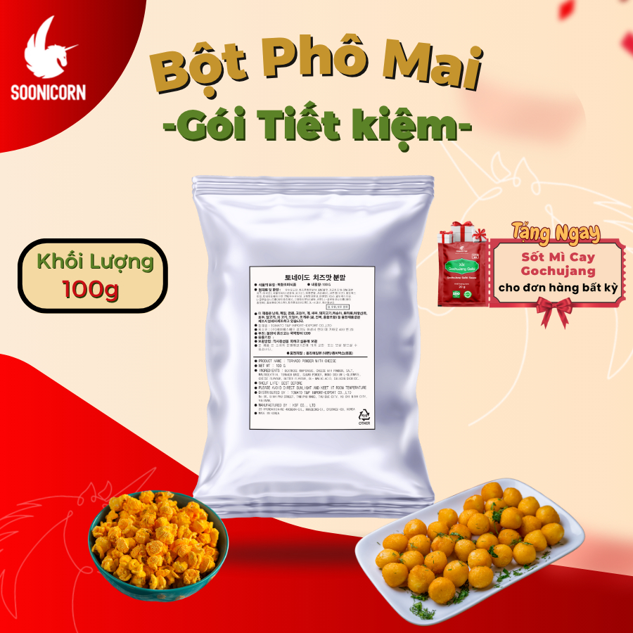 🧀 Bột Phô Mai Gói Tiết Kiệm 100g | Bột Phô Mai Lắc Khoai Tây, Gà Rán Ngon Chuẩn Vị – Soonicorn