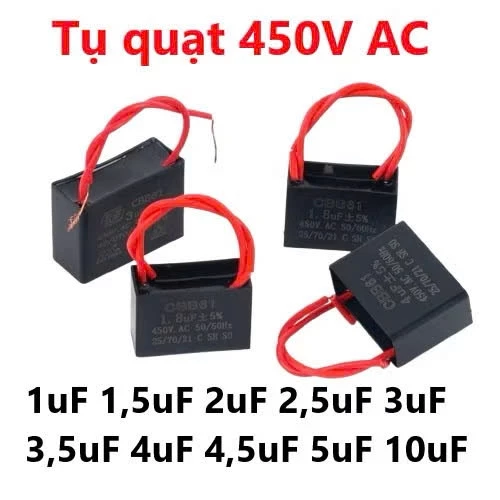 Tụ Quạt Trần Tụ Quạt Điện 2 Dây Tụ Quạt 1.5uF 1.8uF 2uF