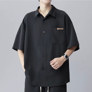 Set Bộ Đũi Sơ Mi Nam Nữ Cộc Tay Lỡ Cao Cấp, Bộ Sơ Mi Cộc Form Rộng Dáng Unisex Màu Bassic Full Tag Logo Sịn Sò Hot