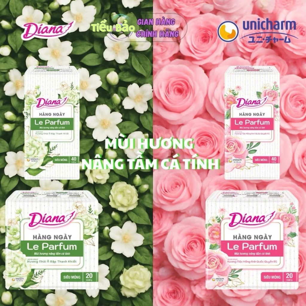 Băng vệ sinh Diana Hàng ngày Cool Fresh / Kháng khuẩn / Le parfum Hông/ Le parfum Xanh 40 miếng