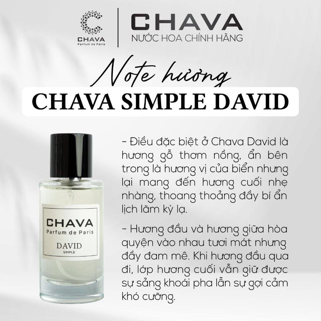 Chai 10ml Nước Hoa Nam CHAVA SIMPLE DAVID Tiêu Chuẩn Pháp Hương Mạnh Mẽ ...