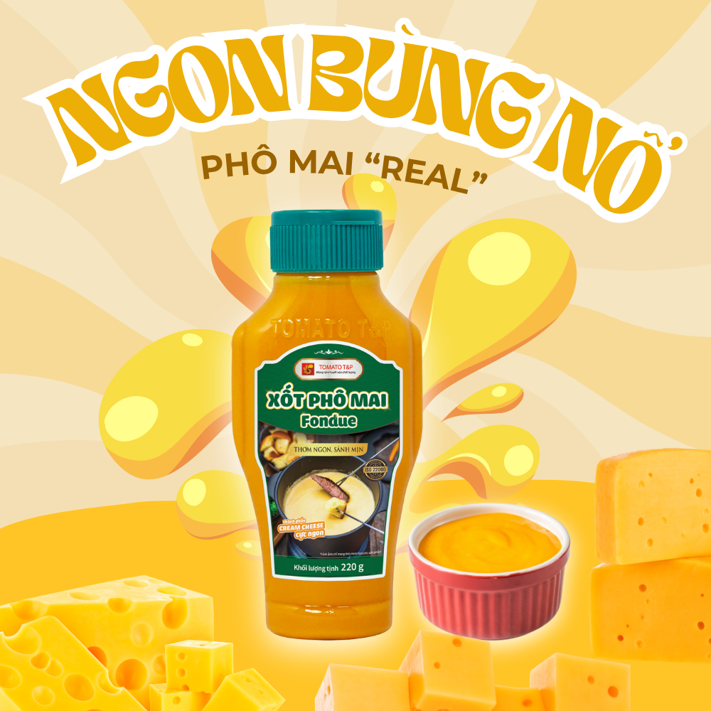 Sốt Phô Mai Fondue Tomato T&P Dùng Làm Sốt Chấm Hải Sản, Sốt Chấm Thịt Nướng, Gà Rán Sốt Phô Mai