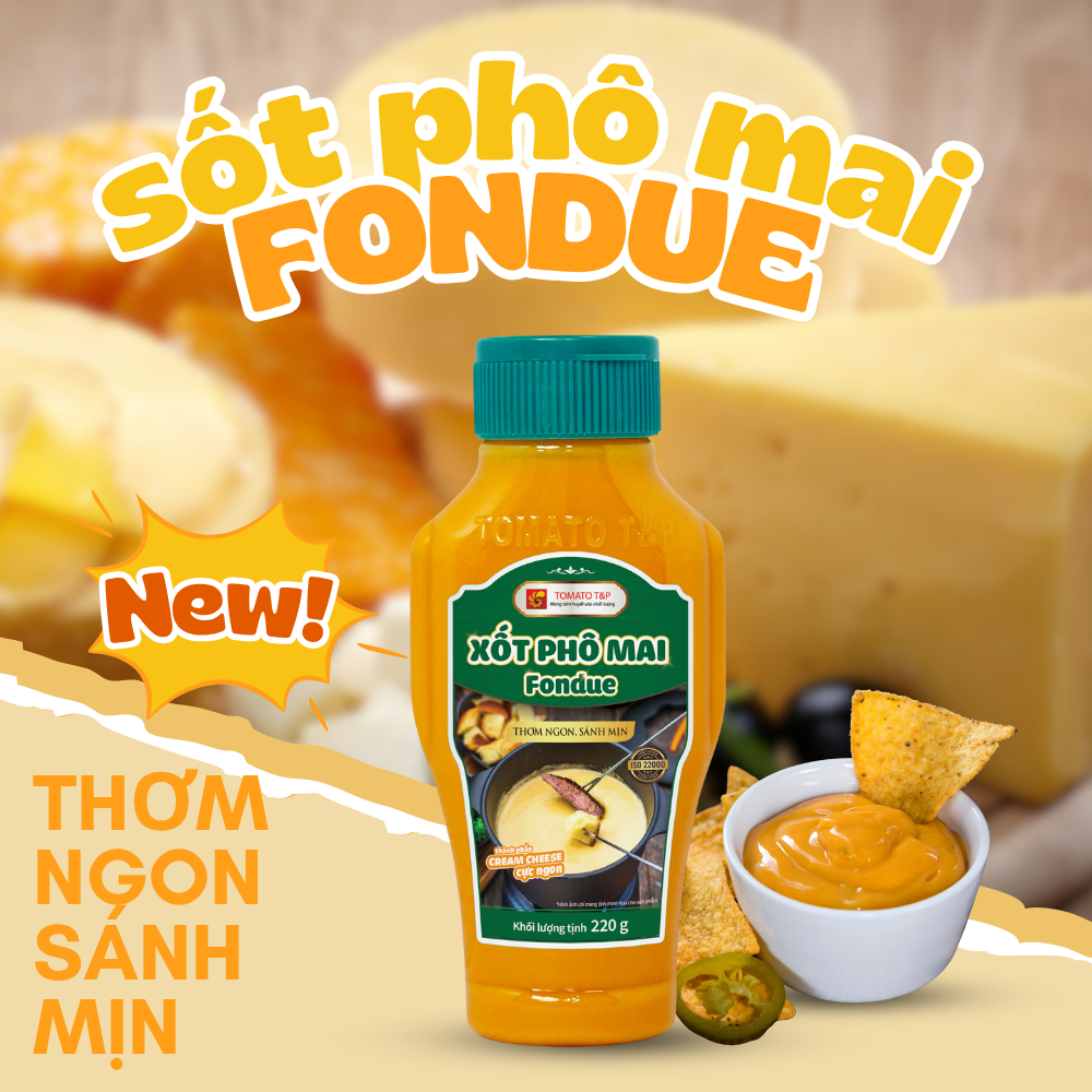 Sốt Phô Mai Fondue Tomato T&P Dùng Làm Sốt Chấm Hải Sản, Sốt Chấm Thịt Nướng, Gà Rán Sốt Phô Mai