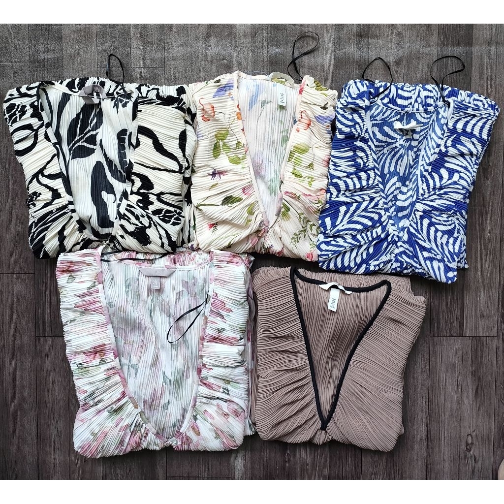 (BomoHouse) Đầm thun nhún hoa, hoạ tiết cổ V tay dài HM* bigsize - dư xịn