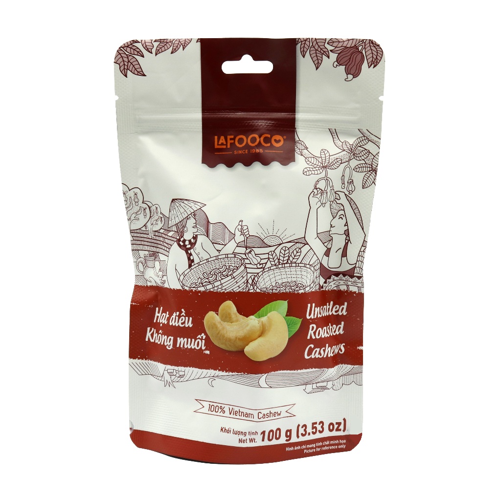 Hạt điều rang nguyên vị không muối túi 100g/450g LAFOOCO