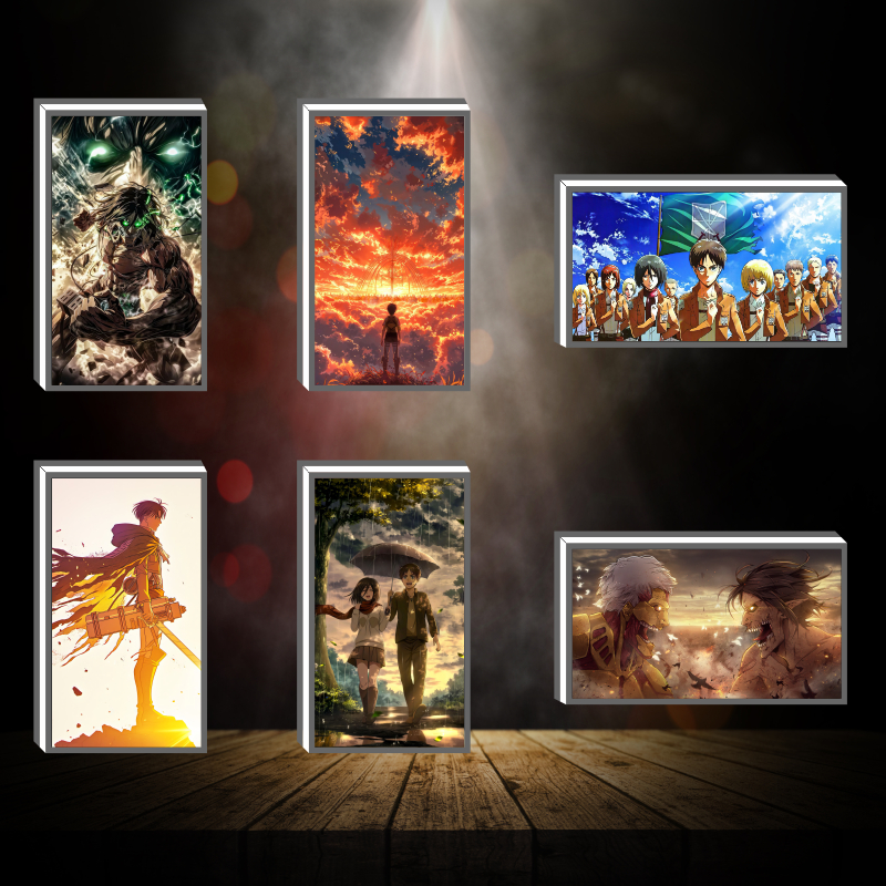 Hộp Đèn Led Anime - Attack On Titan để bàn phòng khách, phòng ngủ, làm quà tặng, kỉ niệm ,in theo yêu cầu