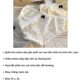 Quần lót nữ cotton cao cấp dày dặn thấm hút mồ hôi viền ren đính nơ xinh xắn gợi cảm DEVARI L5410