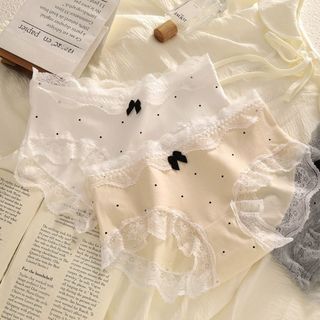 Quần lót nữ cotton cao cấp dày dặn thấm hút mồ hôi viền ren đính nơ xinh xắn gợi cảm DEVARI L5410