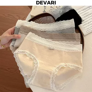 Quần lót nữ cotton mềm mại thấm hút mồ hôi đáy lót 2 lớp kháng khuẩn viền ren gợi cảm DEVARI L5509