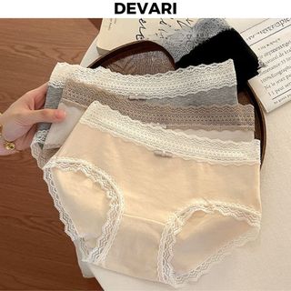Quần lót nữ cotton mềm mại thấm hút mồ hôi đáy lót 2 lớp kháng khuẩn viền ren gợi cảm DEVARI L5509