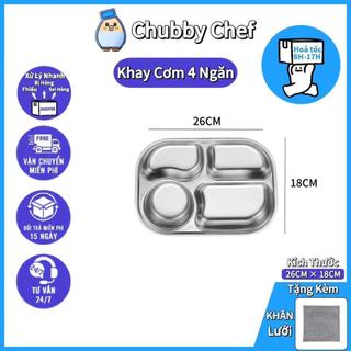 Khay inox 304 đựng cơm chia ngăn giữ nhiệt cho bé loại tốt 4/5 ngăn sâu lòng chất liệu an toàn cho sức khỏe