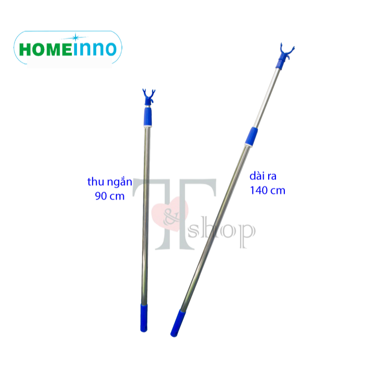 [HOẢ TỐC] Cây Gậy Móc Lấy Đồ Trên Cao Homeinno Cán Thu Ngắn 90cm Dài Ra 140cm Đầu Móc Nhựa Có Thể Thay Thế Được