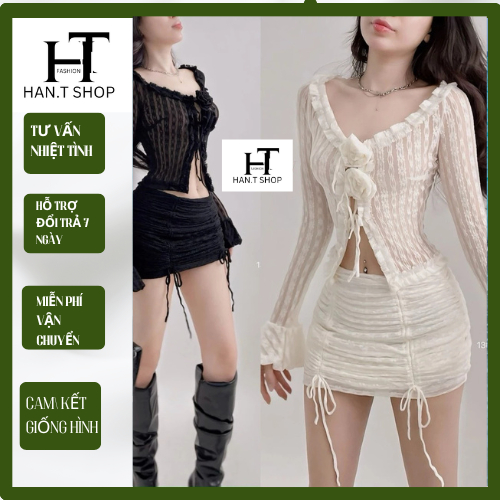 Ms 075 set Đồ đi biển THIẾT KẾ dành cho các nàng cá tính, 2 chi tiết ren, kèm 2 bông ,không mút HAN.T SHOP