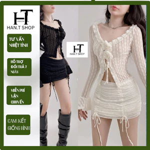 Ms 075 set Đồ đi biển THIẾT KẾ dành cho các nàng cá tính, 2 chi tiết ren, kèm 2 bông ,không mút HAN.T SHOP