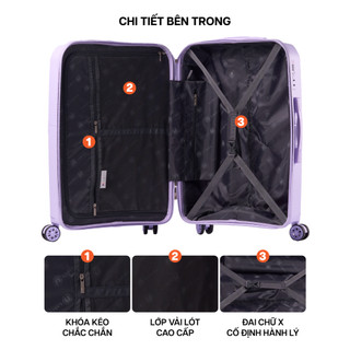 Combo 2 Vali Kéo MIAvn Larita MIYO - Size 20/24, Nhựa PP Bền Bỉ, Hạn Chế Bể Vỡ, Khoá Số An Toàn
