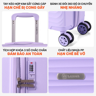 Combo 2 Vali Kéo MIAvn Larita MIYO - Size 20/24, Nhựa PP Bền Bỉ, Hạn Chế Bể Vỡ, Khoá Số An Toàn