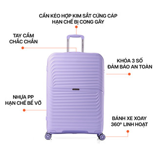Vali Kéo MIAvn Larita MIYO - Size 20/24, Nhựa PP Bền Bỉ, Hạn Chế Bể Vỡ, Khoá Số Bảo Mật, Bảo Hành Trọn Đời