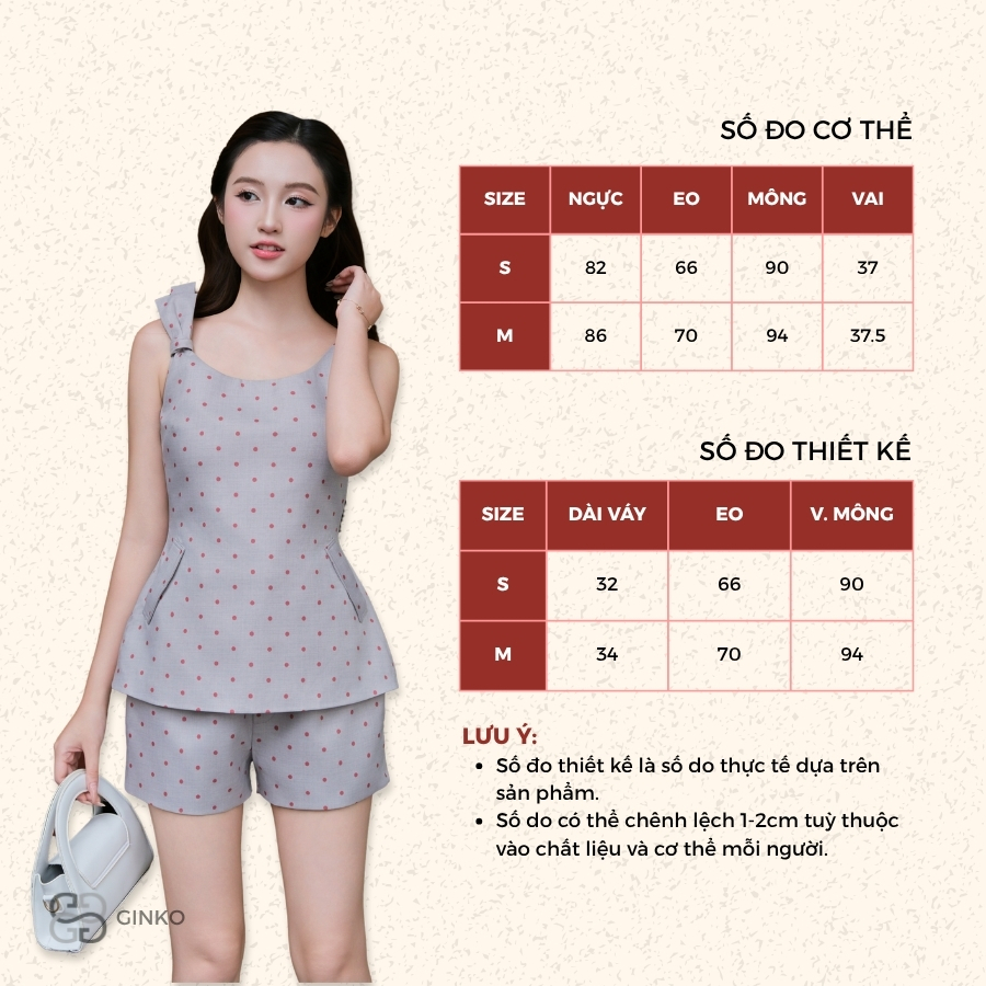 Set áo 2 dây ôm chấm bi túi bên trẻ trung kết hợp quần sooc năng động GINKO CLOTHING