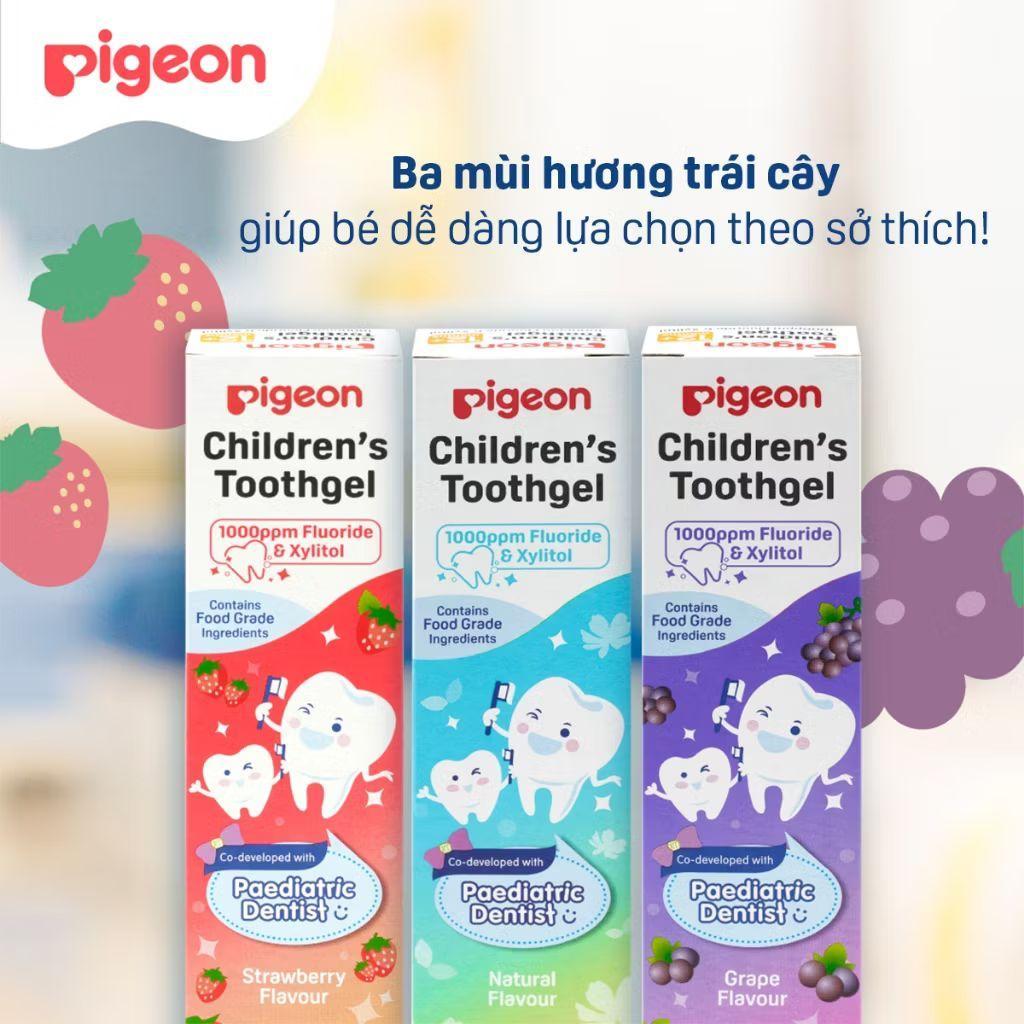 Kem đánh răng Pigeon 45g cho bé từ 1 tuổi - Hương Dâu/ Nho/ Hương Tự nhiên TiBongStore
