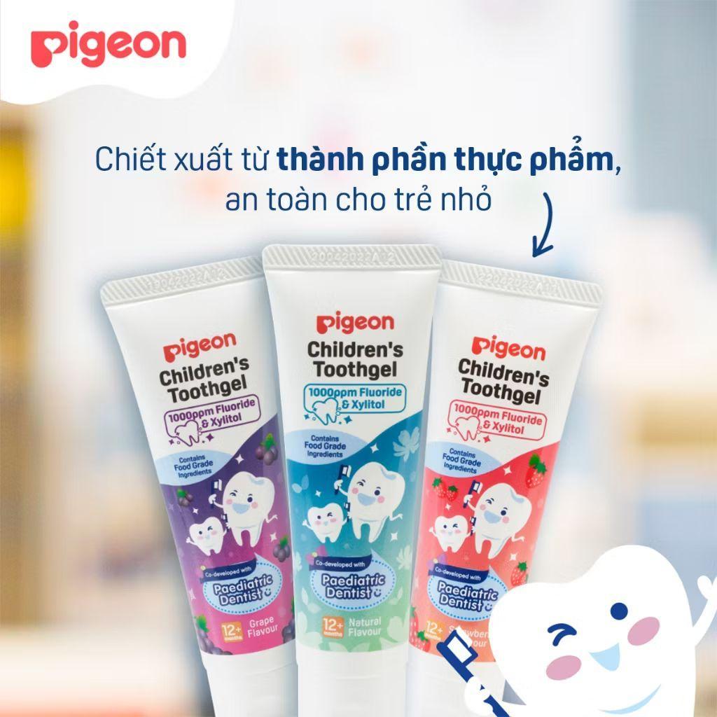 Kem đánh răng Pigeon 45g cho bé từ 1 tuổi - Hương Dâu/ Nho/ Hương Tự nhiên TiBongStore