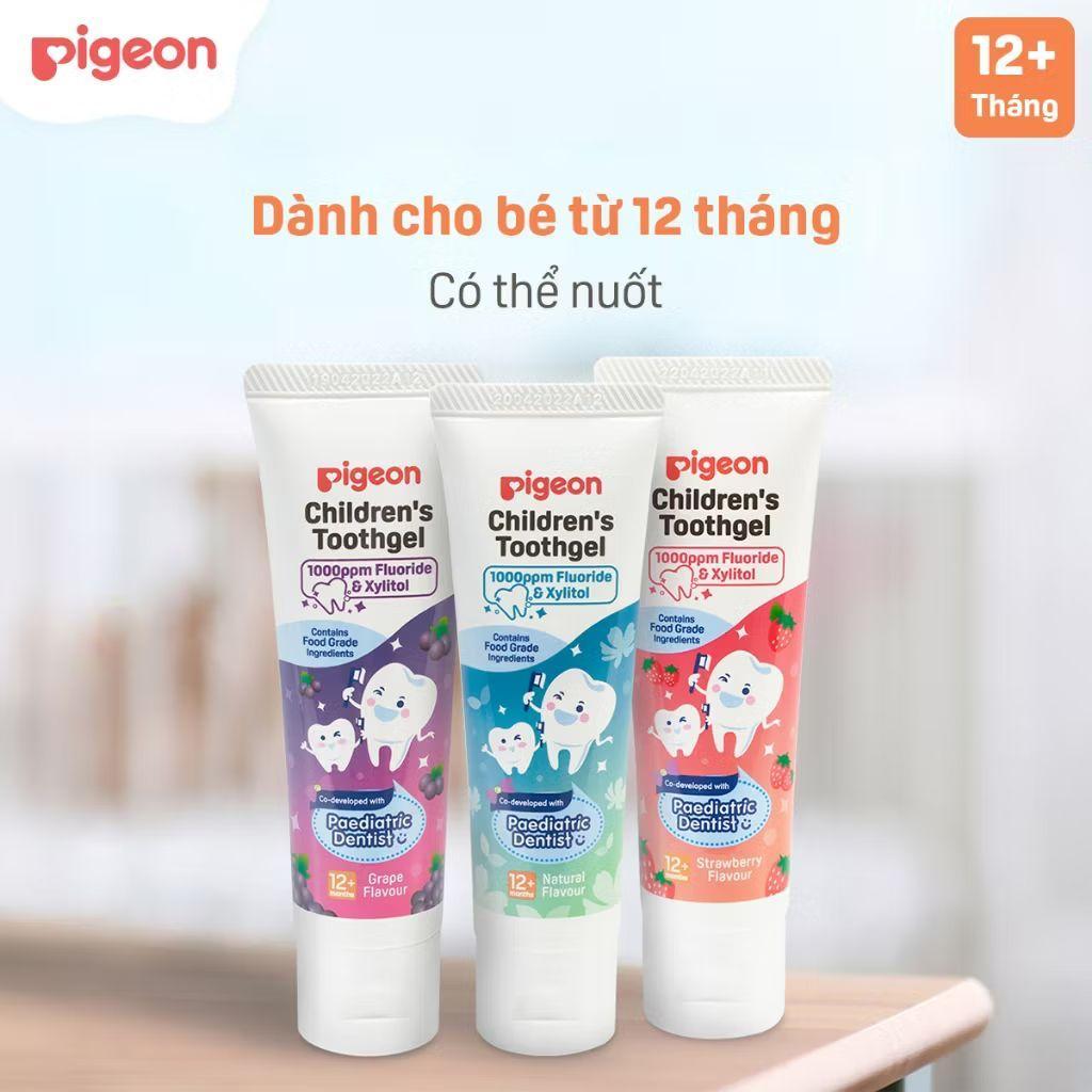 Kem đánh răng Pigeon 45g cho bé từ 1 tuổi - Hương Dâu/ Nho/ Hương Tự nhiên TiBongStore