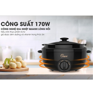 Nồi nấu chậm Hare HR SC535 dung tích 3.5L, lòng gốm cao cấp, hầm cháo, canh, yến Thơm Ngon