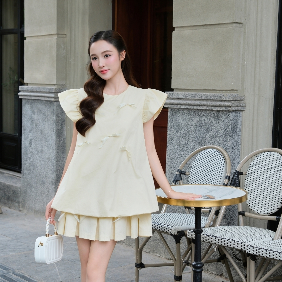 Set jump bí cánh tiên đính nơ, thiết kế công chúa mềm mại tôn dáng, dễ thương GINKO CLOTHING