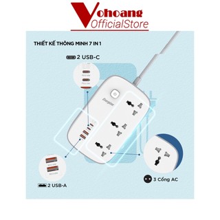 Ổ Cắm Điện Energizer 3 Lỗ Cắm Đa Năng Kèm 2 USB-A và 2 USB-C Sạc Nhanh PD 65W - Hàng Chính Hãng