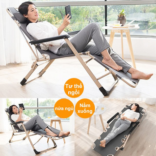 Ghế Nằm Vải Cotton Thoáng Khí, Ghế Xếp Cắm Trại Chịu Lực Tốt, Siêu Êm, Gấp Gọn Di Động