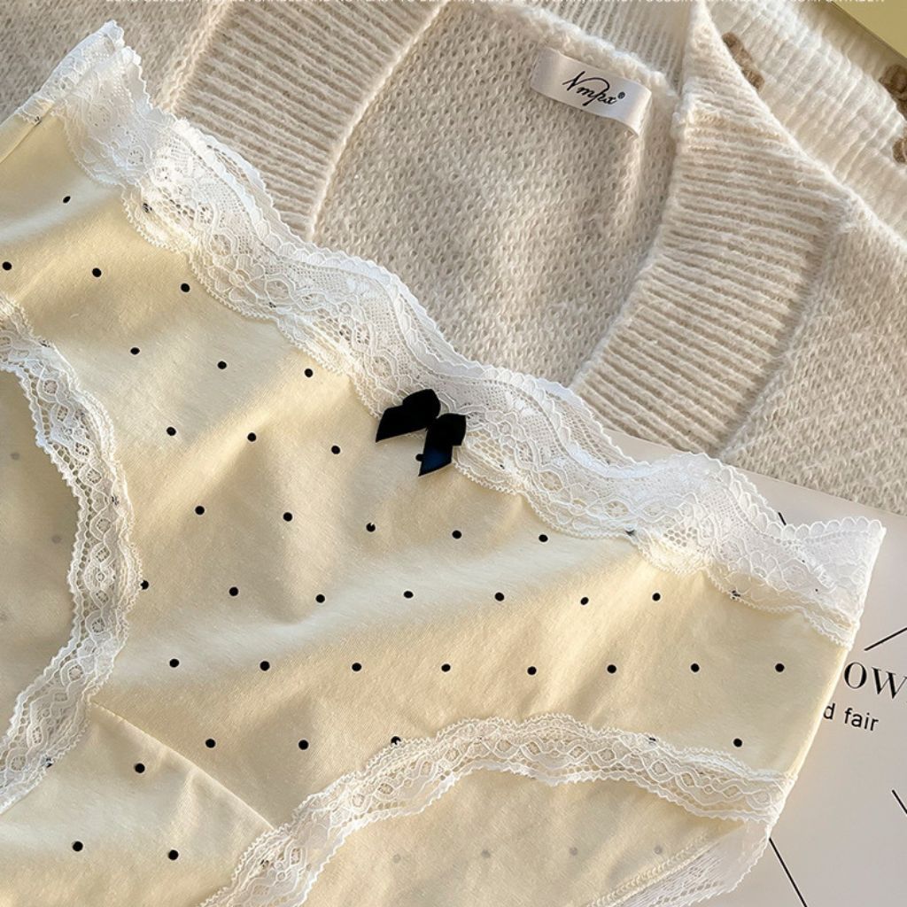 Quần lót nữ cotton kháng khuẩn mềm mại êm ái, Quần chip nữ họa tiết chấm bi xinh xắn LANIXA L5410