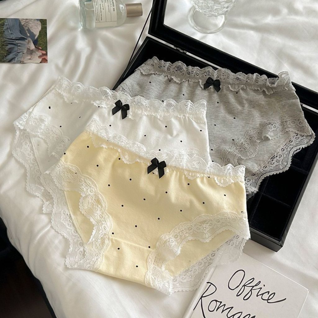 Quần lót nữ cotton kháng khuẩn mềm mại êm ái, Quần chip nữ họa tiết chấm bi xinh xắn LANIXA L5410
