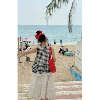 [B&G] Sét váy dài trắng kèm áo sát nách kẻ đi biển màu hè cho bé gái từ 10-45kg(2-12 tuổi)