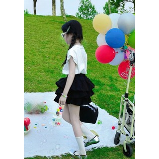 [B&G] Sét chân váy đen tầng kèm áo cotton trắng cá tính cho bé gái từ 10-45kg(2-12 tuổi)