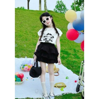 [B&G] Sét chân váy đen tầng kèm áo cotton trắng cá tính cho bé gái từ 10-45kg(2-12 tuổi)