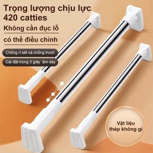 Thanh Treo Rèm Cửa / Tắm INOX đa năng cao cấp đầu vuông - Không Cần Khoan Tường ( Nhiều Kích Thước )