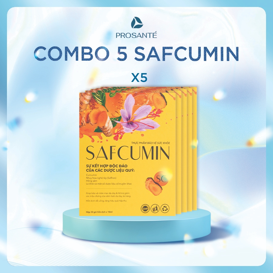 Combo 5 Hộp Nghệ Nano Curcumin Safcumin - Bảo vệ dạ dày, tá tràng, giảm đau bụng, ợ hơi, ợ chua