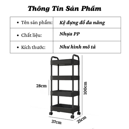 Kệ Đựng Đồ Đa Năng 4 Tầng TomyHome , Xe Đẩy Spa Lắp Đặt Dễ Dàng có bánh xe đẩy chuyên dụng