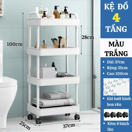 Kệ Đựng Đồ Đa Năng 4 Tầng TomyHome , Xe Đẩy Spa Lắp Đặt Dễ Dàng có bánh xe đẩy chuyên dụng