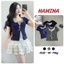 Áo Thun Nữ Cộc Tay Cổ Phối Viền Bèo Thắt Nơ Chất Thun Cotton Mềm Mát, Áo Phối Viền Bèo 2 Lớp BigSize 428