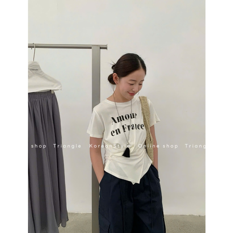 Triangle - Amor Shirt (Cân nhắc kỹ, return is not welcomed)- Áo thun Hàn Quốc kiểu dáng thanh lịch, đơn giản