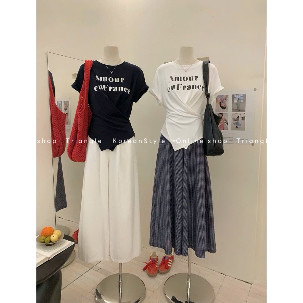 Triangle - Amor Shirt (Cân nhắc kỹ, return is not welcomed)- Áo thun Hàn Quốc kiểu dáng thanh lịch, đơn giản