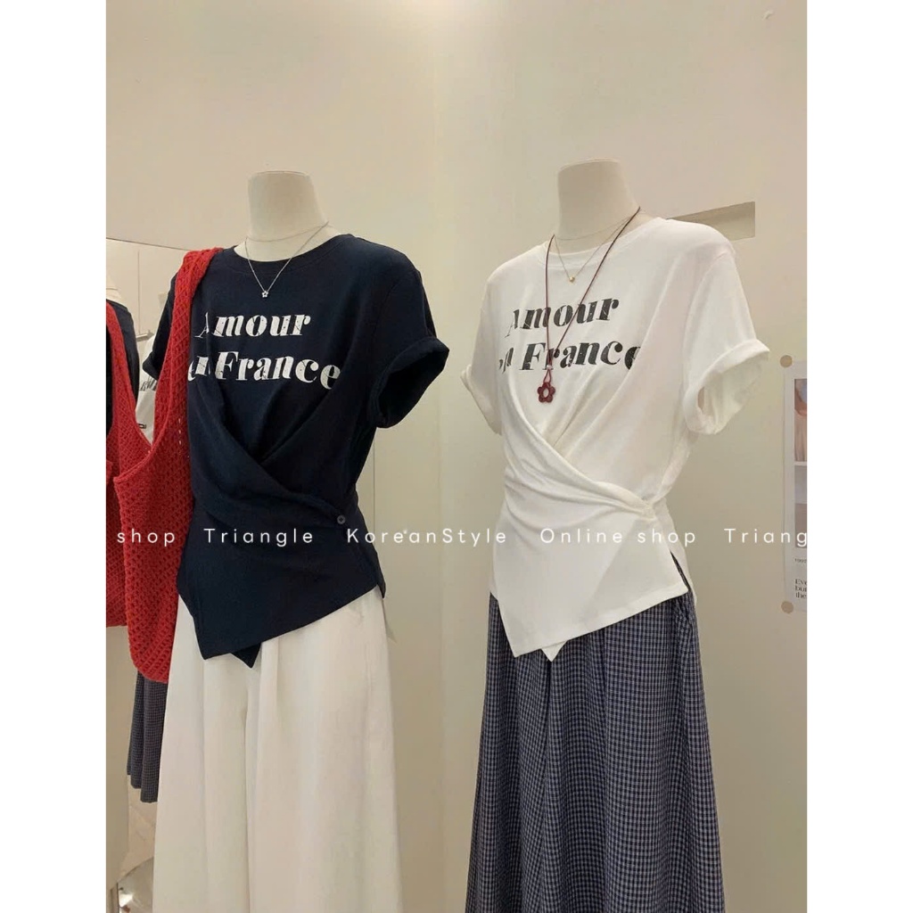 Triangle - Amor Shirt (Cân nhắc kỹ, return is not welcomed)- Áo thun Hàn Quốc kiểu dáng thanh lịch, đơn giản