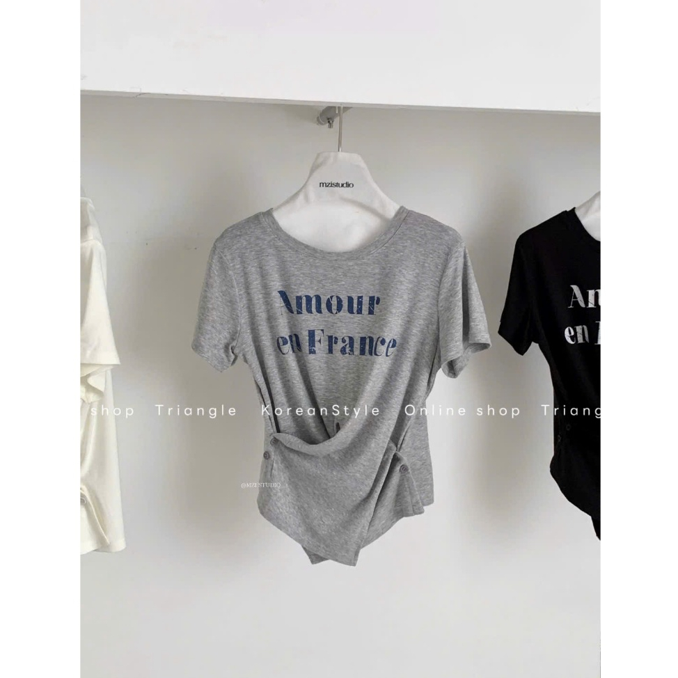 Triangle - Amor Shirt (Cân nhắc kỹ, return is not welcomed)- Áo thun Hàn Quốc kiểu dáng thanh lịch, đơn giản