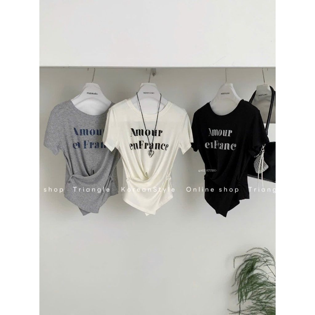 Triangle - Amor Shirt (Cân nhắc kỹ, return is not welcomed)- Áo thun Hàn Quốc kiểu dáng thanh lịch, đơn giản