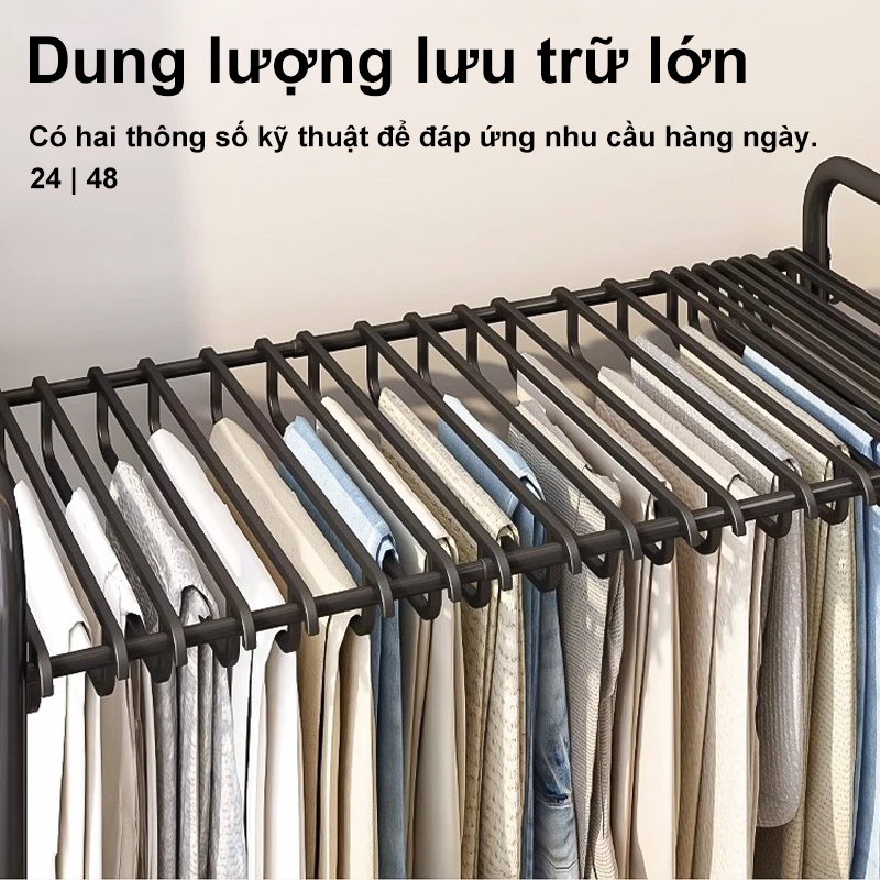𝐎𝐥𝐢𝐟𝐞 Giàn phơi quần áo có thể điều chỉnh Kệ treo quần Có bánh xe Kệ treo quần tích hợp Móc treo quần có kẹp