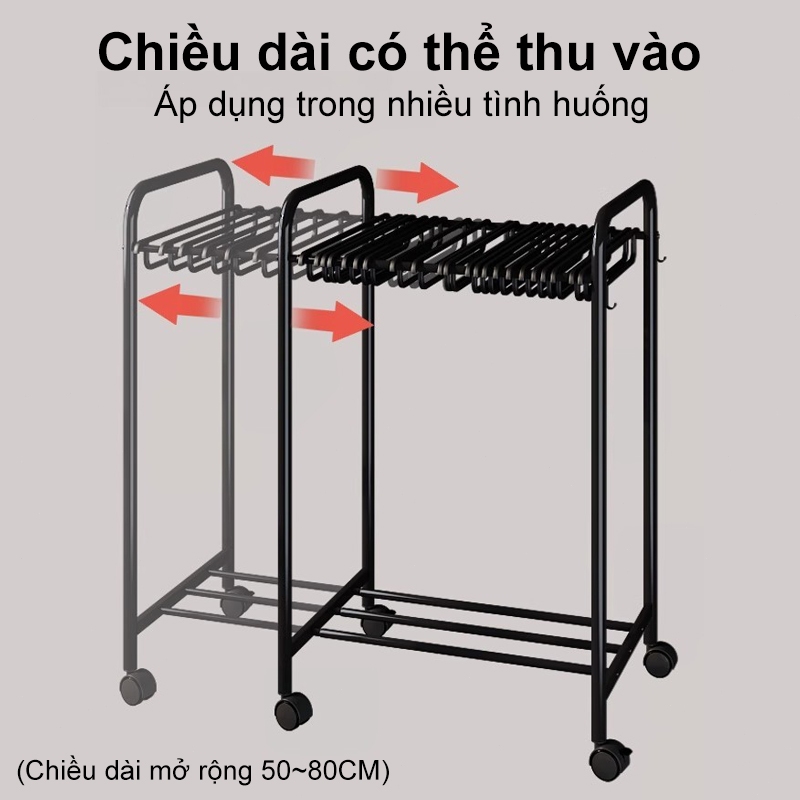 𝐎𝐥𝐢𝐟𝐞 Giàn phơi quần áo có thể điều chỉnh Kệ treo quần Có bánh xe Kệ treo quần tích hợp Móc treo quần có kẹp