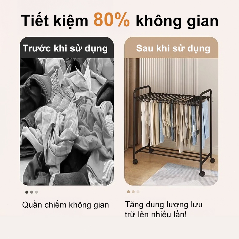 𝐎𝐥𝐢𝐟𝐞 Giàn phơi quần áo có thể điều chỉnh Kệ treo quần Có bánh xe Kệ treo quần tích hợp Móc treo quần có kẹp