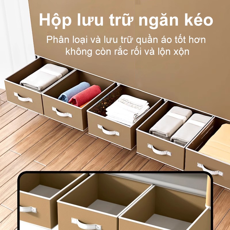 Tủ Vải Đựng Quần Áo Khung Thép 3D
