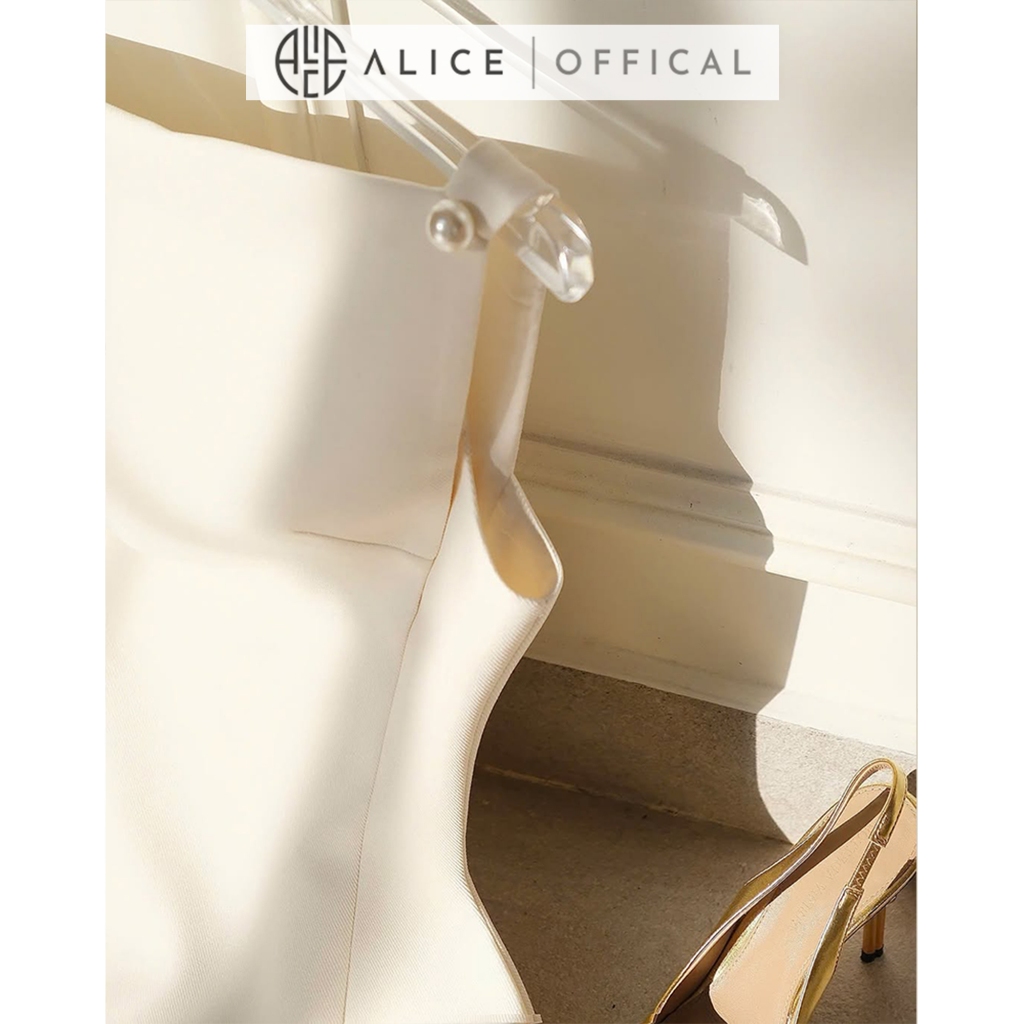 Váy Dự Tiệc Cao Cấp Chất Chéo Rubi Lót Lụa Alice, Đầm Cổ Thuyền Đính Nơ Lưng Xếp Bèo 2 Tầng Dáng Váy Chữ A T126-SX