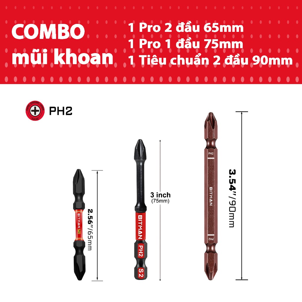Mũi Vít Bitman 2 Đầu – Chuyên Dụng Cho Máy Khoan Cầm Tay, DIY & Công ...